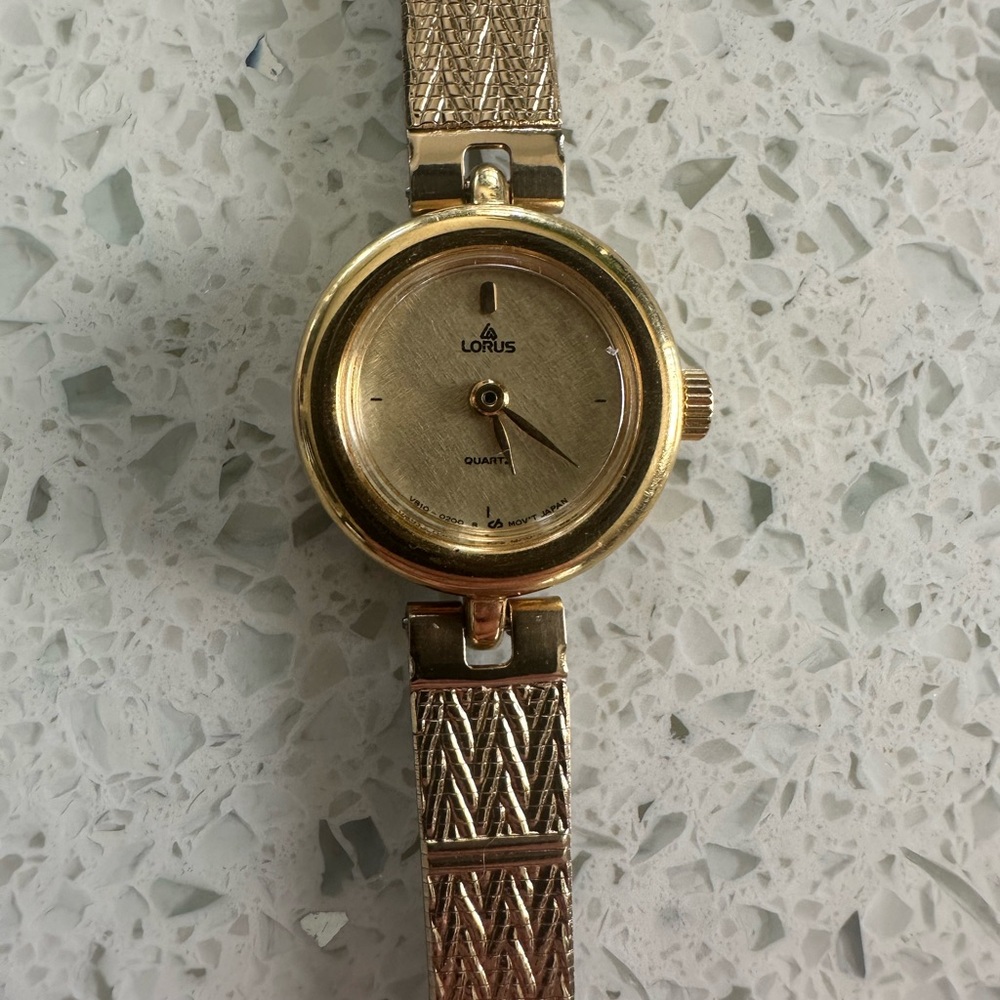 Vintage Gold Toned Lorus by Seiko Cocktail Watch Stainless Steel Back 1960's